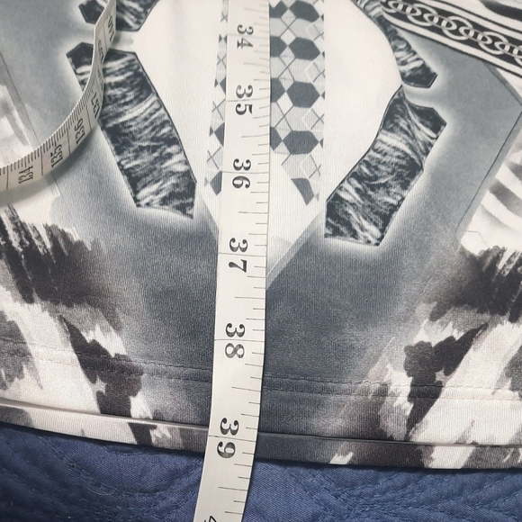 Style & Co Dress XL Black White Fit & Flare Wing Sleeve Midi Elastic Waist - Picture 9 of 10